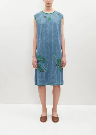 Shop Antipast Flower Motif Knit Dress - Blue