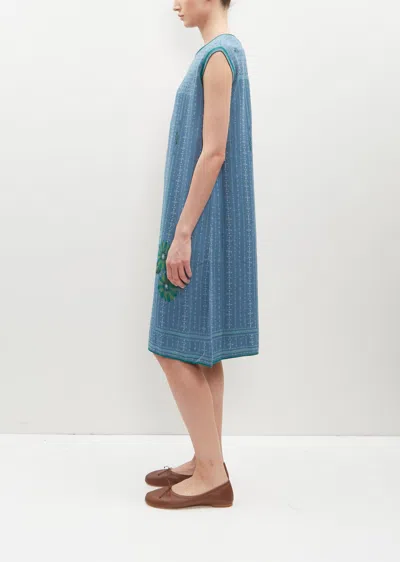 Shop Antipast Flower Motif Knit Dress - Blue