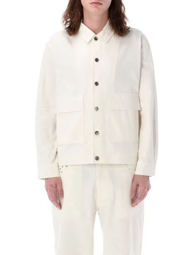 Shop Pop Trading Company Pop Trading Company Pop Full Button Jacket In Offwhite
