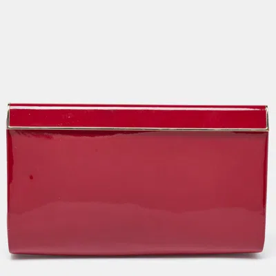 Shop Jimmy Choo Patent Leather Carmen Frame Clutch In Red
