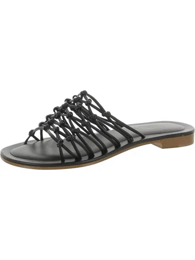 Shop Mansur Gavriel Womens Faux Leather Slip On Slide Sandals In Black