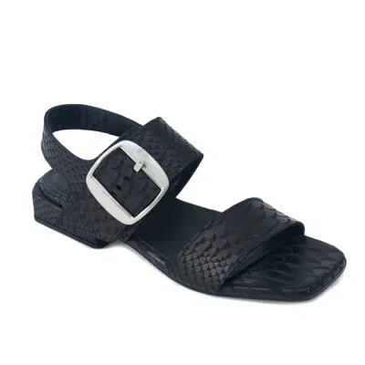 Shop Homers Snakeskin Embossed Flat Sandal In Black