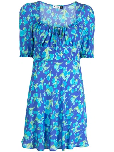 Shop Rixo London Lilita Mini Dress In Cobalt Blue