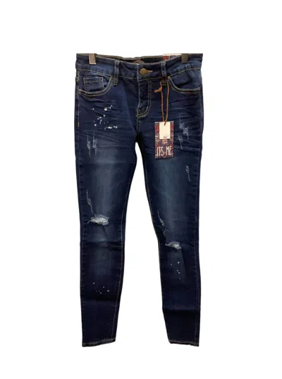 It's Me Women's Mid Rise Destroyed Jean In Dark Wash In Blue