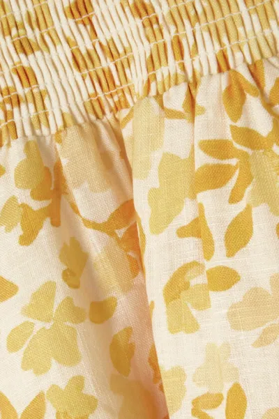 Peony Daffodil Smocked Mini Dress In Yellow Multi In Yellow