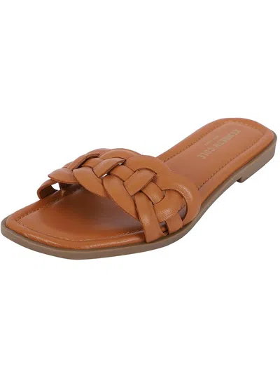 Shop Kenneth Cole New York Faye Womens Leather Braided Slide Sandals In Brown