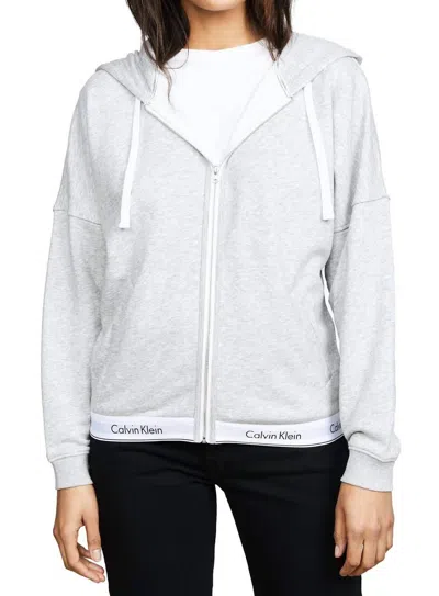 Shop Calvin Klein Underwear Full Zip Hoodie In Grey