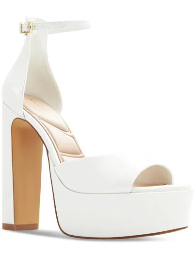 Shop Aldo Nissa Womens Faux Leather Open Toe Platform Heels In White