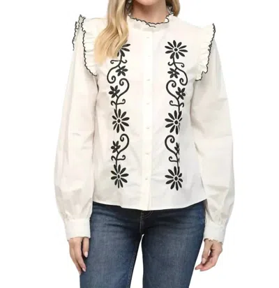 Shop Fate Chehalis Embroidered Blouse In White