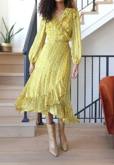 Shop Greylin Esther Midi Dress In Tumeric Yellow In Multi
