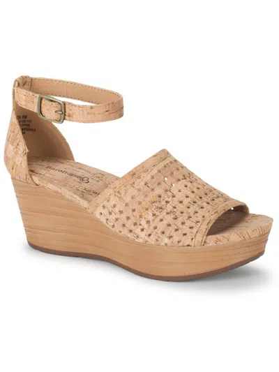 Baretraps Marta Womens Wedge Ankle Strap Heels In Beige