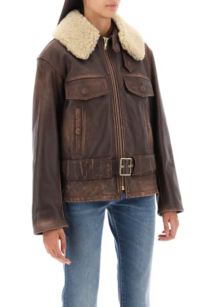 Shop Golden Goose 'ilaria' Calf-leather Biker Jacket In Multi