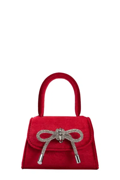Shop Melie Bianco Sabrina Mini Velvet Top Handle Bag In Red