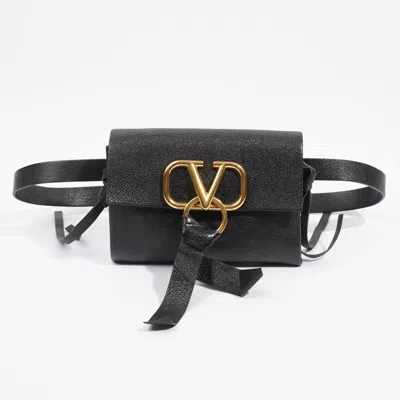 Shop Valentino Vring Crossbody Bag Leather In Black