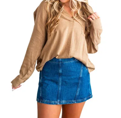 Shop Eesome Next Town Over Pocket Top In Coco In Brown