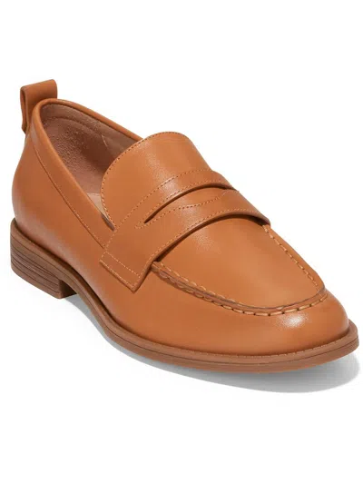 Shop Cole Haan Stassi Womens Leather Penny Loafers In Brown