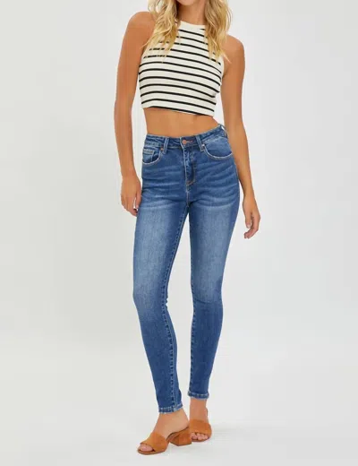 Shop Risen High Rise Basic Ankle Skinny Jeans In Blue
