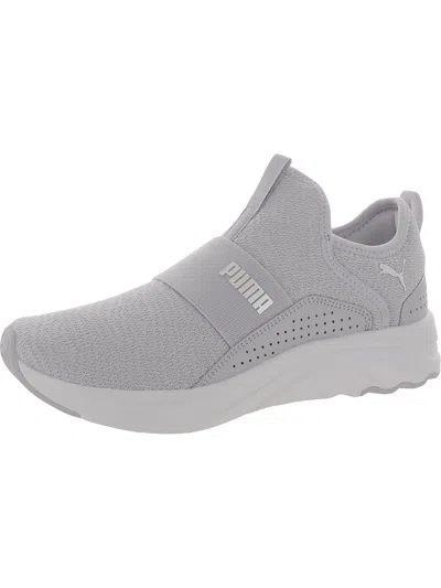 Shop Puma Womens Fitness Workout Slip-on Sneakers In Grey