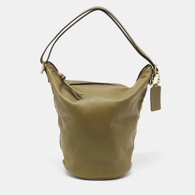 Shop Coach Olive Leather Bleecker Bucket Bag In Green