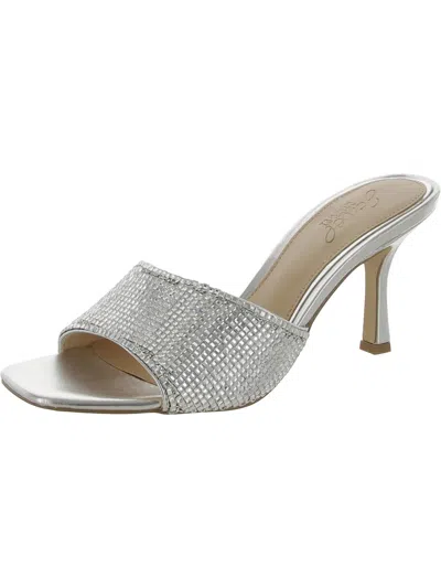 Shop Jewel Badgley Mischka Allison Womens Embellished Slip-on Slide Sandals In Silver