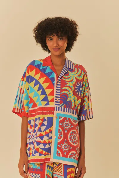 Farm Rio Active Adidas Farm Solar Kaleidoscope Blue Top
