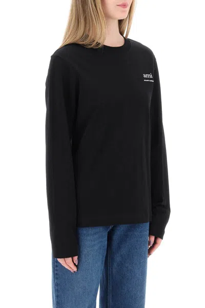 Shop Ami Alexandre Mattiussi Long-sleeved Cotton T-shirt For In Nero