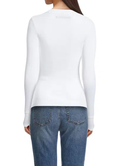Shop Enza Costa Laundered Thermal Henley Top In White