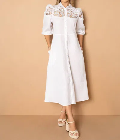 Marie Mercié Vitoria White Linen Dress In White