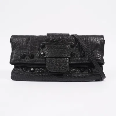 Shop Alexander Wang Studded Flap Clutch Leather In Black