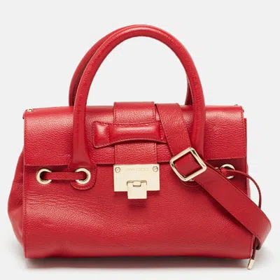 Shop Jimmy Choo Leather Rosalie Tote In Red