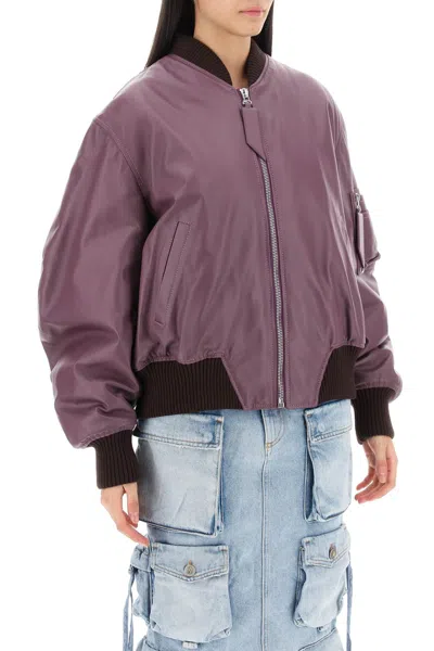 Shop Attico Anja Leather Bomber Jacket In Multi