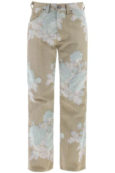Shop Vivienne Westwood "floral Jacquard Ranch Jeans In Beige