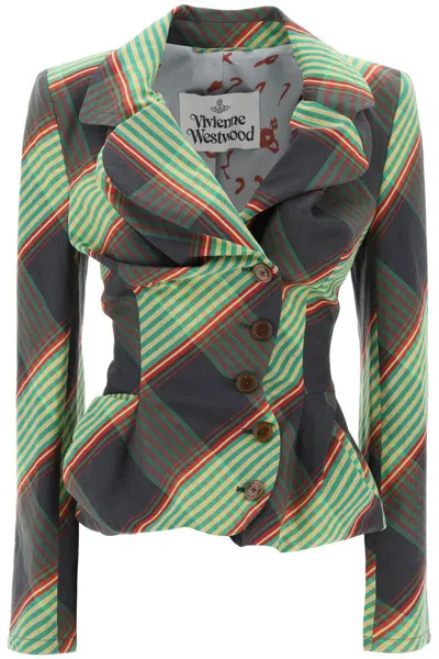 Shop Vivienne Westwood Drunken Tailored Draped Jacket In Multicolor