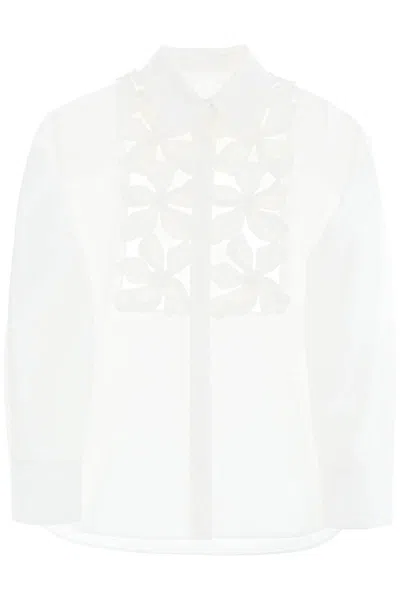 Shop Valentino Embroidered Shirt In Compact Pop In Bianco