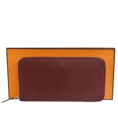 Shop Hermes Hermès Azap Burgundy Leather Wallet  ()