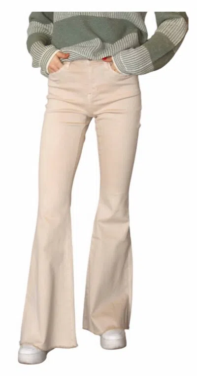 Shop Vervet By Flying Monkey Super Flare Pants In Parchment In Beige