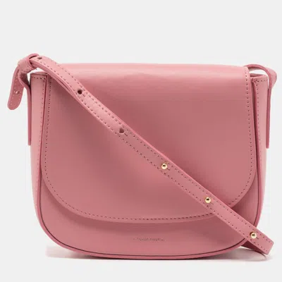 Shop Mansur Gavriel Light Leather Mini Crossbody Bag In Pink
