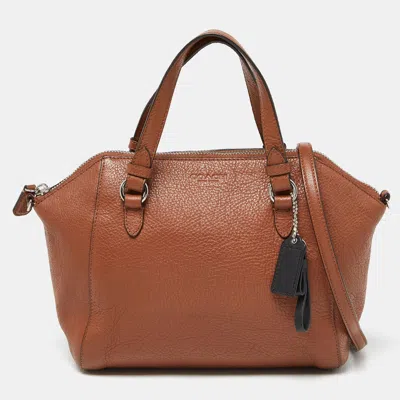 Shop Coach Leather Zip Carryall Satchel In Brown