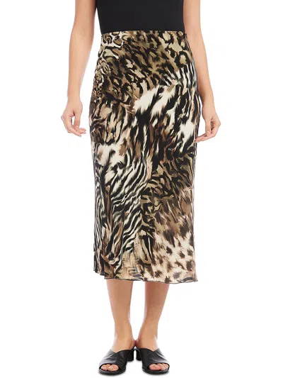 Shop Karen Kane Womens Midi Animal Print Midi Skirt In Brown