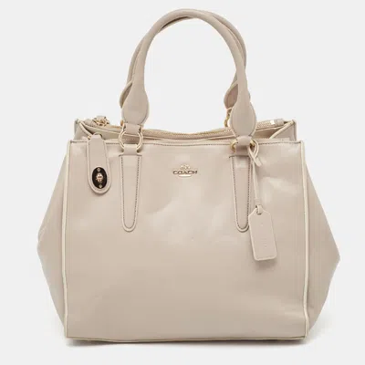 Shop Coach Lilac Leather Crosby Carryall Tote In Beige
