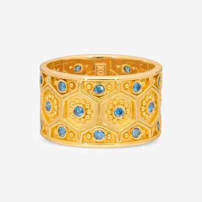 Shop Konstantino Melissa 18k Yellow Gold And Diamond Band Ring Dmk01104-18kt-409 In Blue