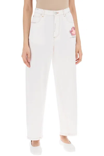 Shop Marni "jeans With Embroidered Logo And Flower Patch