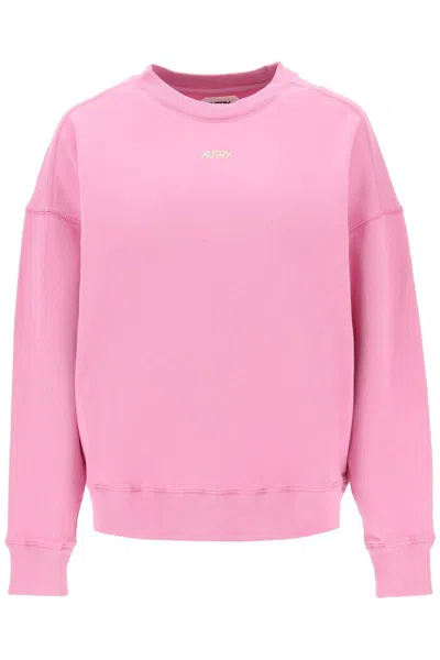 Shop Autry Crew-neck Sweatshirt With Logo Print In Rosa