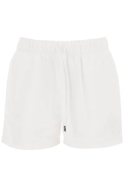 Shop Autry Sweatshorts With Logo Embroidery In Bianco