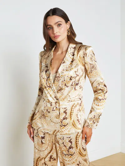 Shop L Agence Colin Blazer In Ivory Multi Boute Paisley