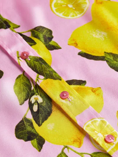 Shop L Agence Dani Silk Blouse In Cotton Candy Multi Lemon