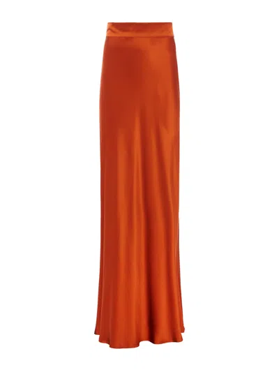 Shop L Agence Ryker Silk Skirt In Sienna