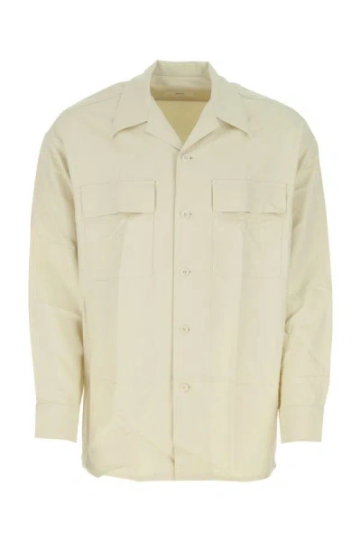 Shop Ami Alexandre Mattiussi Ami Man Sand Viscose Blend Oversize Shirt In Brown