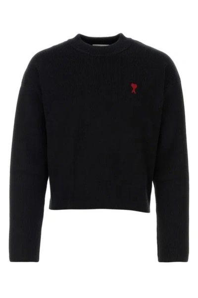 Shop Ami Alexandre Mattiussi Ami Unisex Black Stretch Cotton Blend Sweater