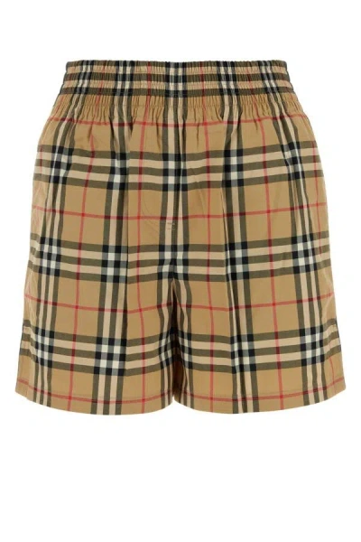 Shop Burberry Woman Embroidered Stretch Cotton Shorts In Multicolor